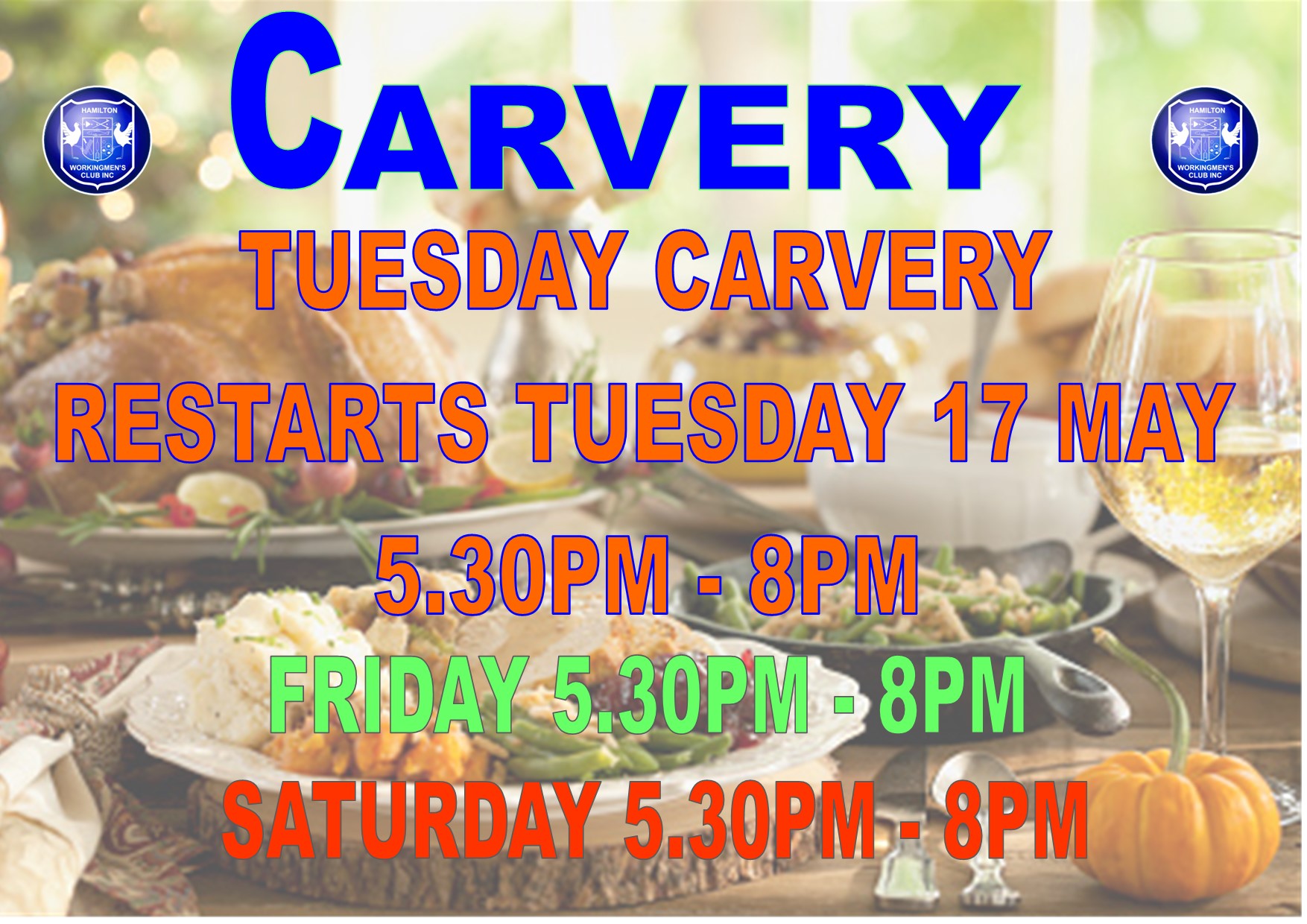 Tuesday Carvery restart May 2022